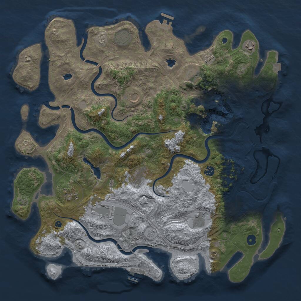 Rust Map: Procedural Map, Size: 4500, Seed: 795270946, 16 Monuments