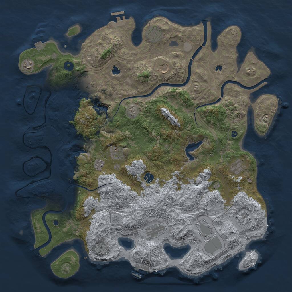 Rust Map: Procedural Map, Size: 4500, Seed: 941317943, 17 Monuments