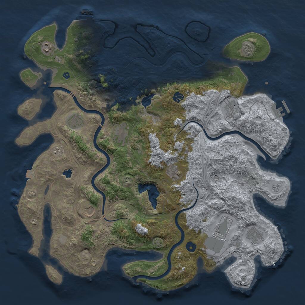 Rust Map: Procedural Map, Size: 4400, Seed: 9366187, 16 Monuments