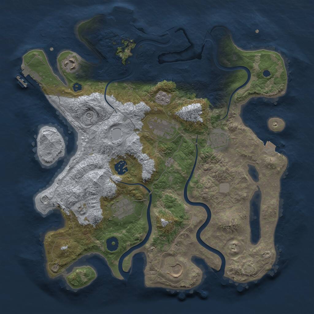 Rust Map: Procedural Map, Size: 3500, Seed: 680658974, 12 Monuments