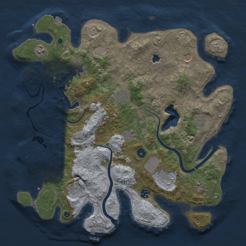 Rust Map: Procedural Map, Size: 4000, Seed: 1431603975, 17 Monuments