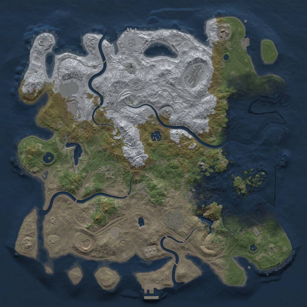Rust Map: Procedural Map, Size: 4300, Seed: 4444388, 15 Monuments