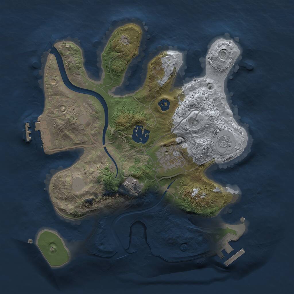Rust Map: Procedural Map, Size: 2500, Seed: 1776909311, 8 Monuments