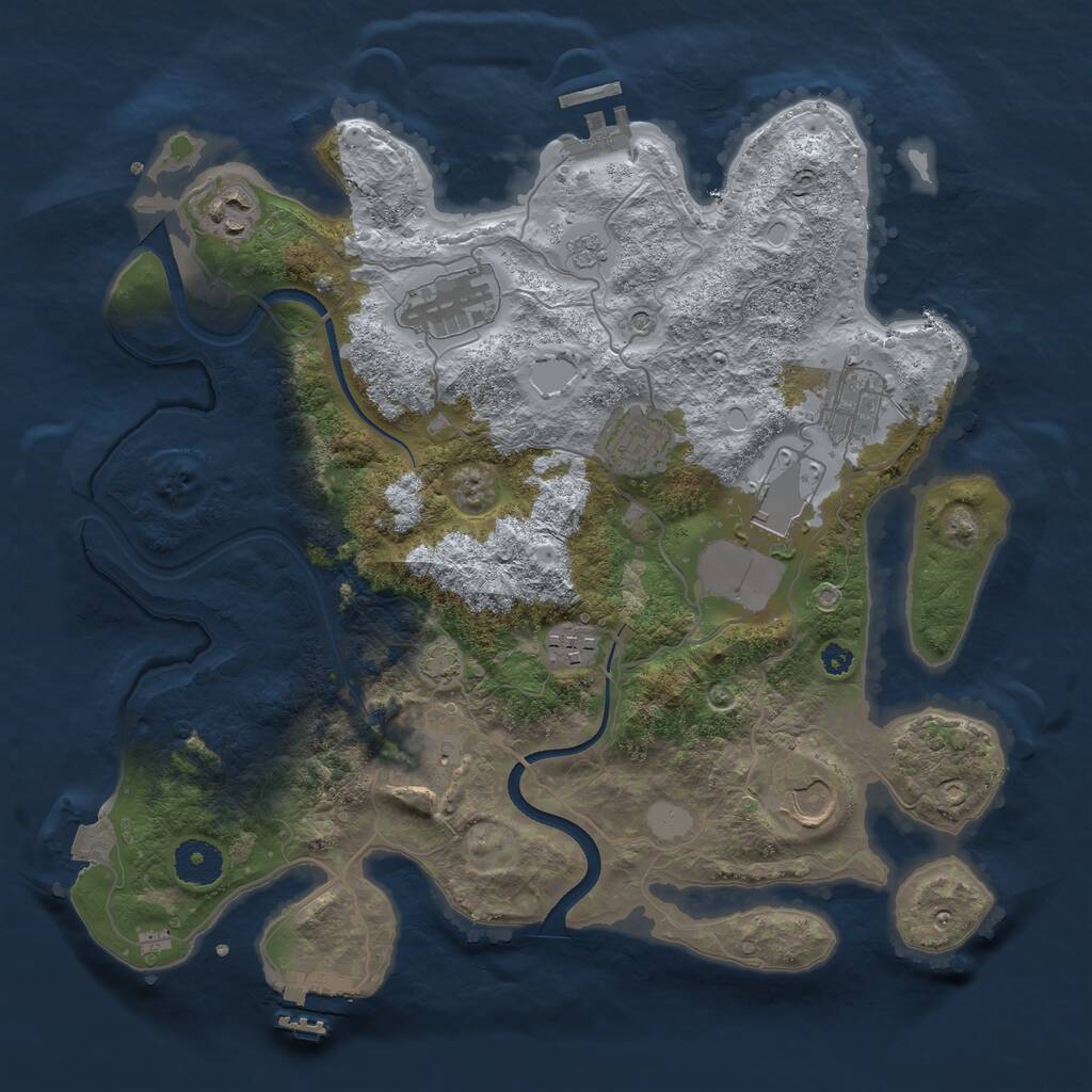 Rust Map: Procedural Map, Size: 3500, Seed: 303717640, 14 Monuments