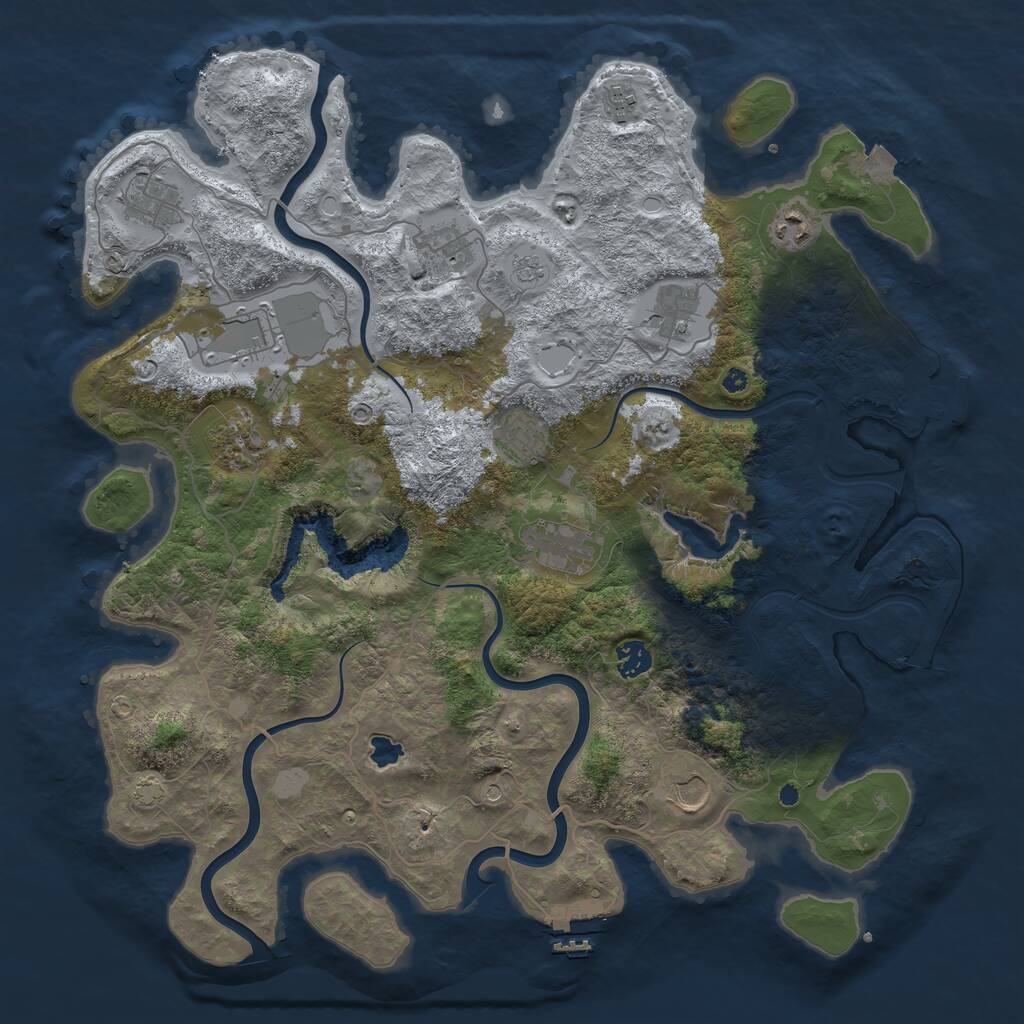 Rust Map: Procedural Map, Size: 4200, Seed: 601355396, 17 Monuments