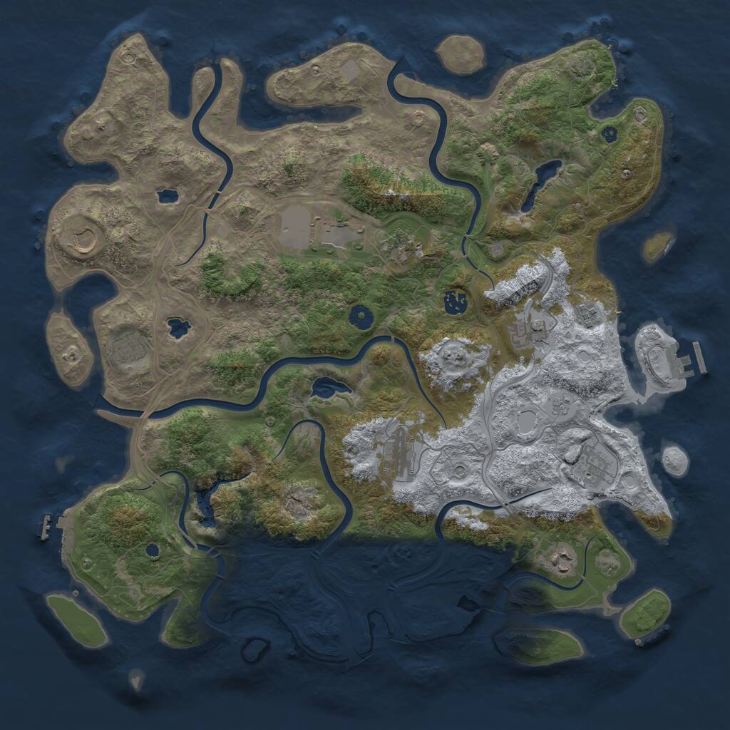 Rust Map: Procedural Map, Size: 4500, Seed: 185444861, 16 Monuments
