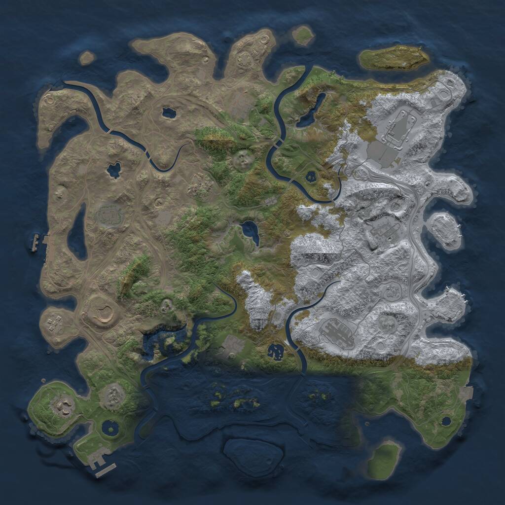 Rust Map: Procedural Map, Size: 4500, Seed: 475372127, 17 Monuments