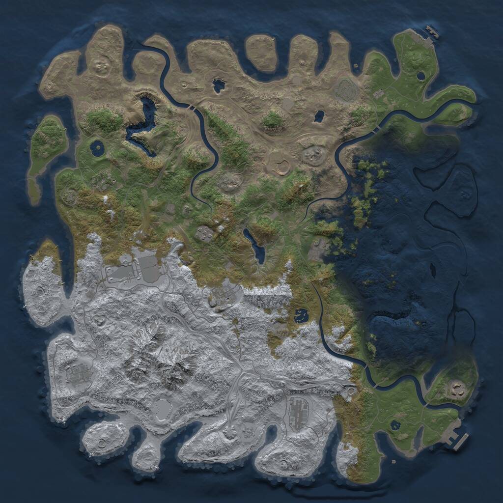 Rust Map: Procedural Map, Size: 5000, Seed: 557690422, 17 Monuments