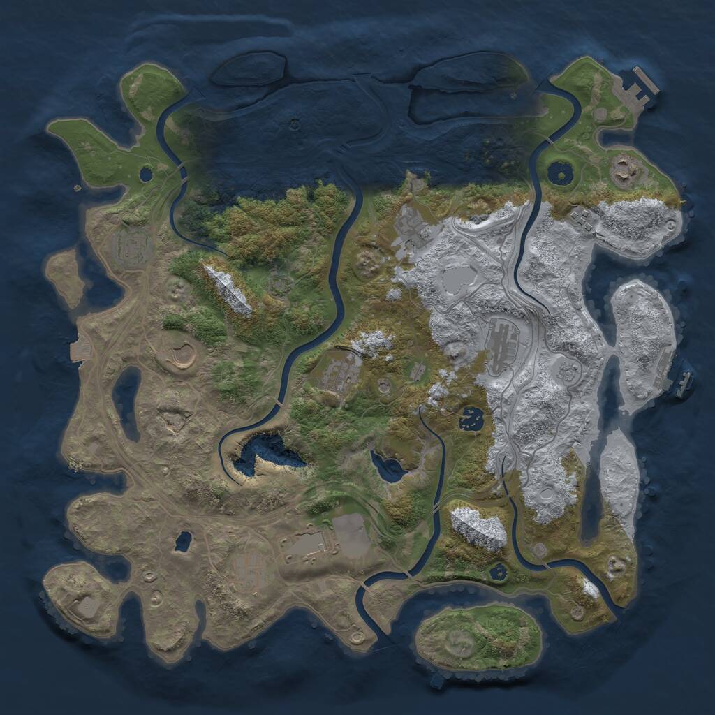 Rust Map: Procedural Map, Size: 4250, Seed: 1225233466, 16 Monuments
