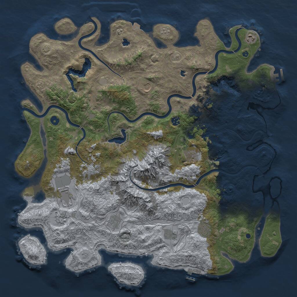 Rust Map: Procedural Map, Size: 5000, Seed: 1261546251, 16 Monuments