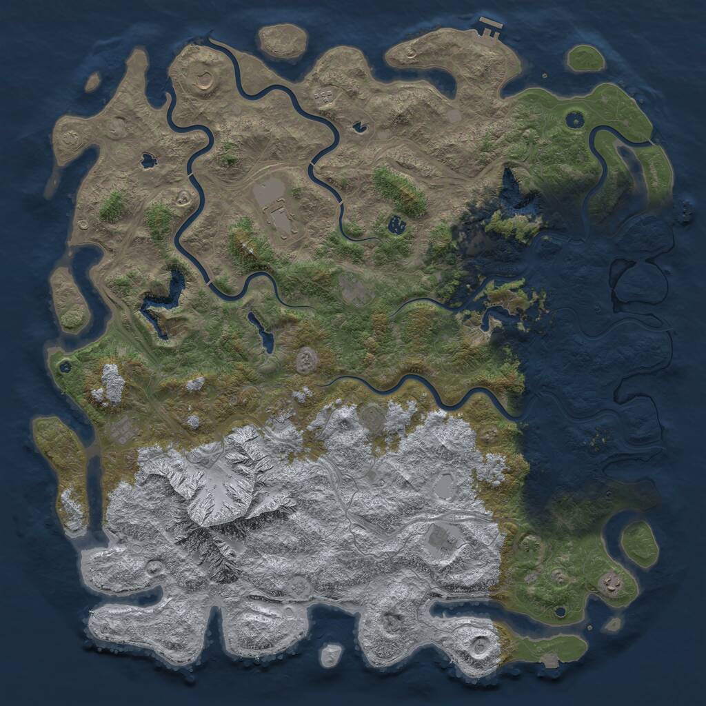 Rust Map: Procedural Map, Size: 6000, Seed: 620023068, 17 Monuments