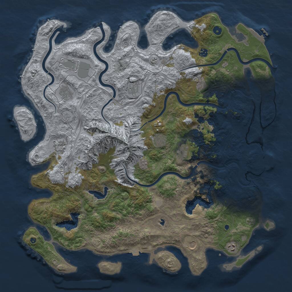 Rust Map: Procedural Map, Size: 5000, Seed: 512689113, 17 Monuments