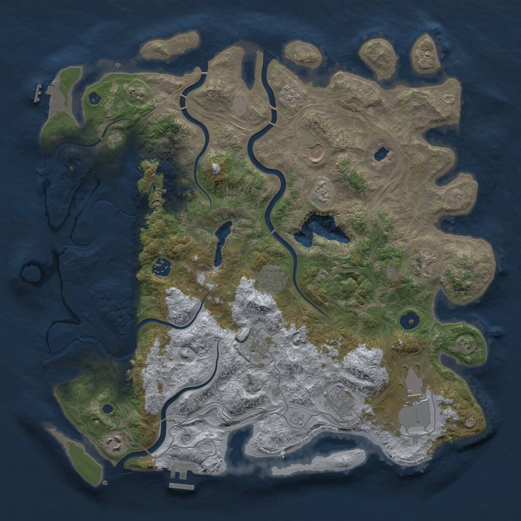 Rust Map: Procedural Map, Size: 4250, Seed: 1186113527, 15 Monuments