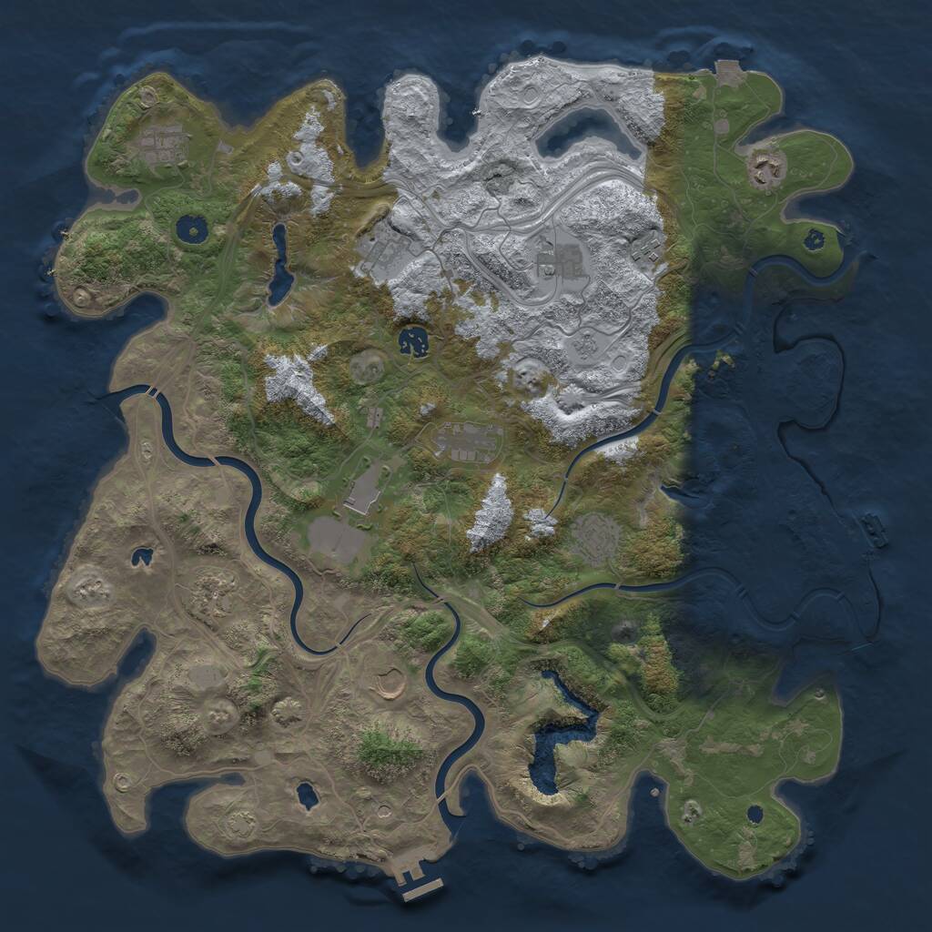 Rust Map: Procedural Map, Size: 4500, Seed: 884562288, 17 Monuments