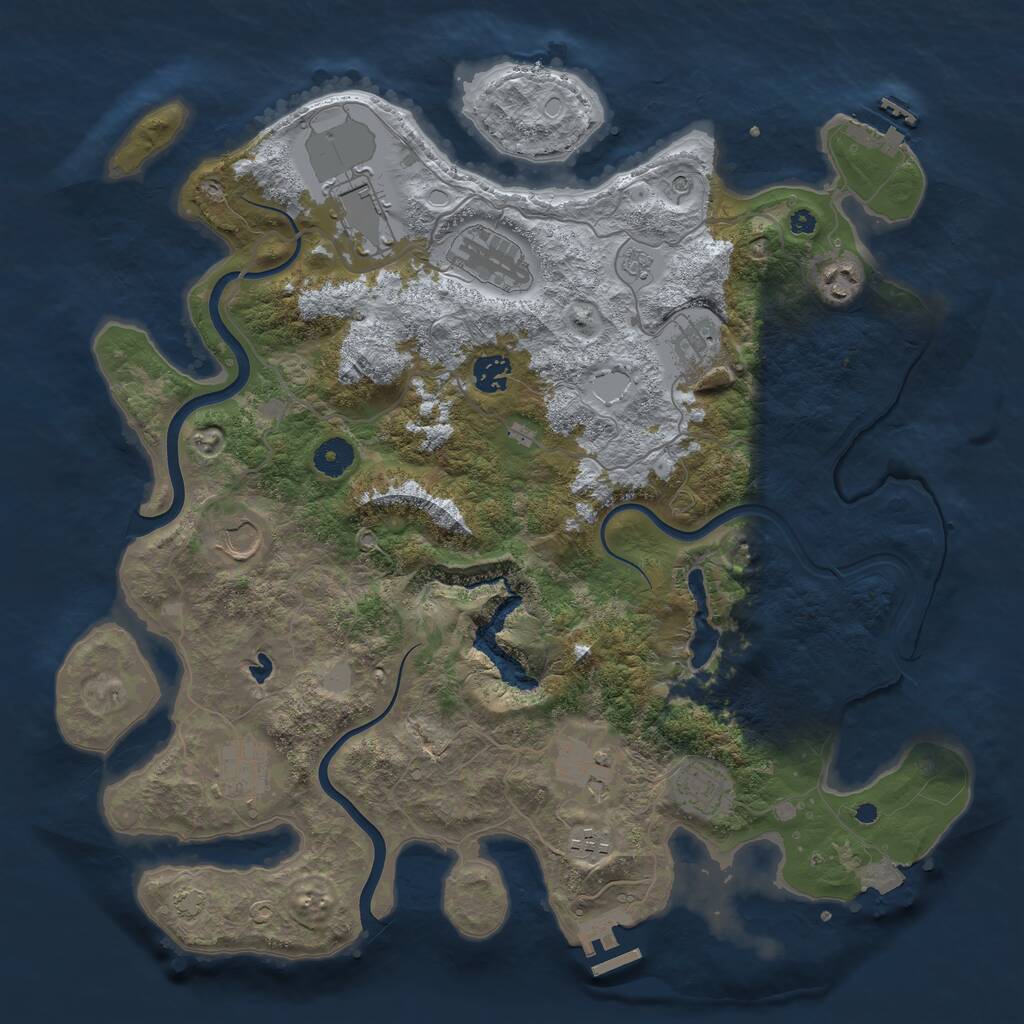Rust Map: Procedural Map, Size: 4000, Seed: 1674172216, 16 Monuments