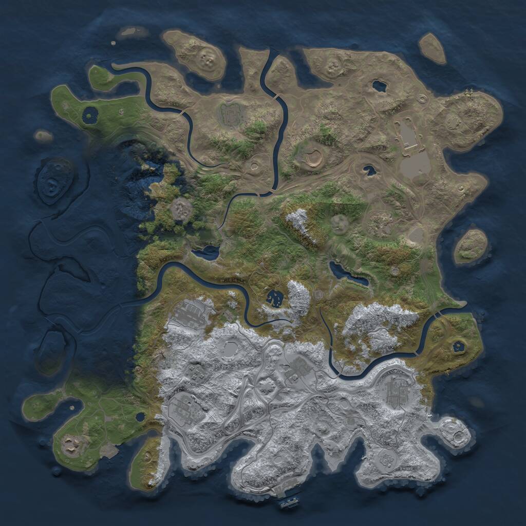 Rust Map: Procedural Map, Size: 4600, Seed: 820304929, 16 Monuments
