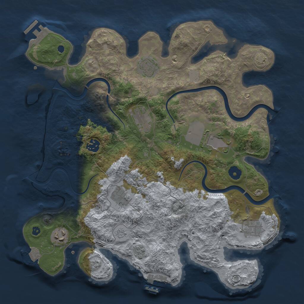 Rust Map: Procedural Map, Size: 3500, Seed: 833338862, 14 Monuments