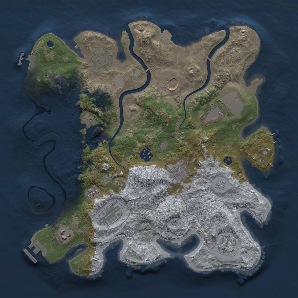 Rust Map: Procedural Map, Size: 3500, Seed: 17158174, 16 Monuments