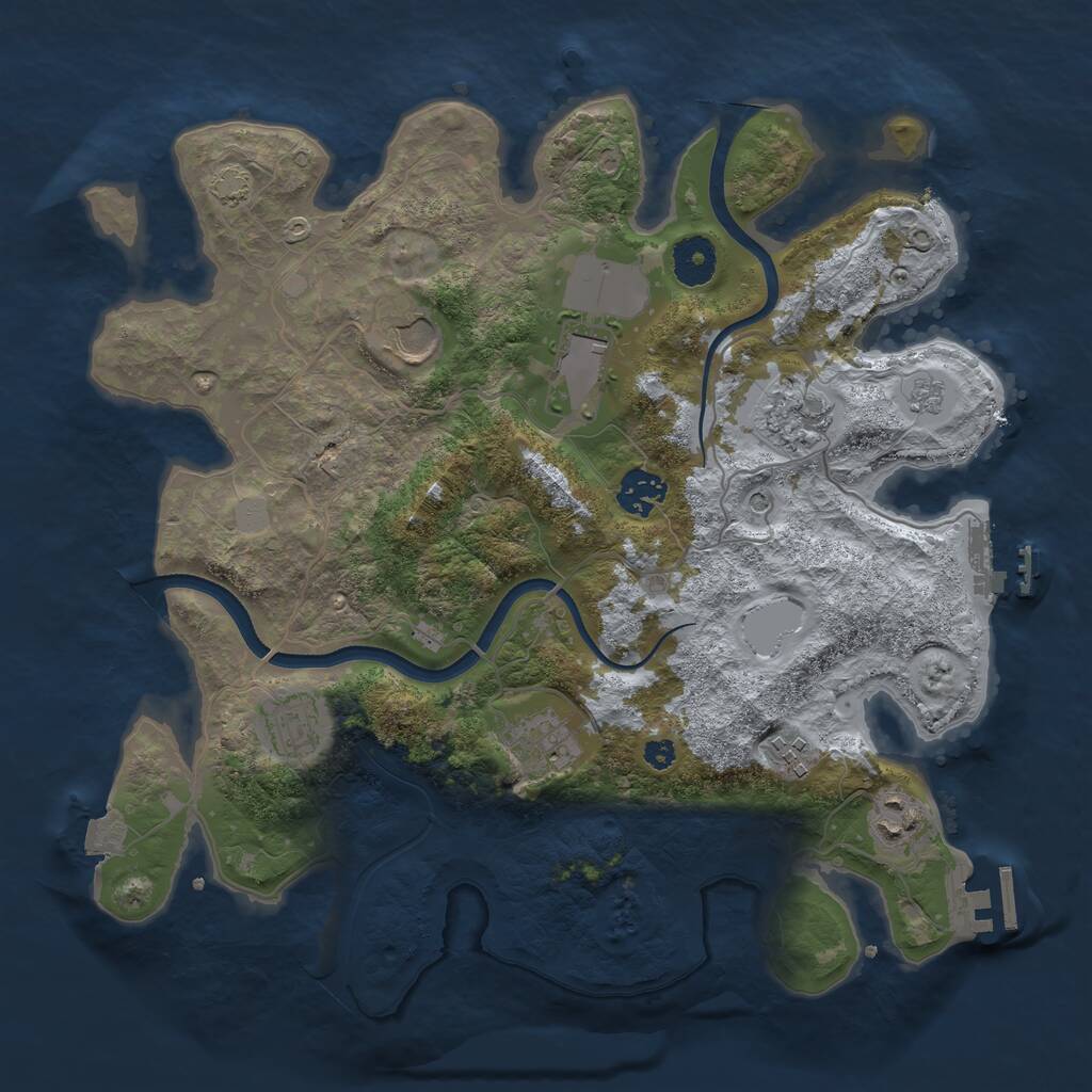 Rust Map: Procedural Map, Size: 3500, Seed: 707546822, 14 Monuments