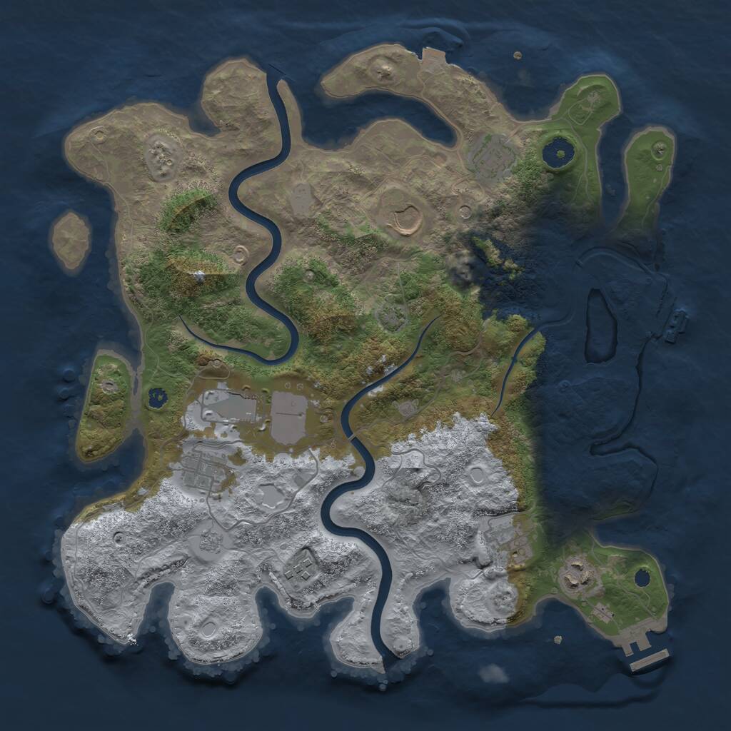 Rust Map: Procedural Map, Size: 3650, Seed: 4072046, 13 Monuments