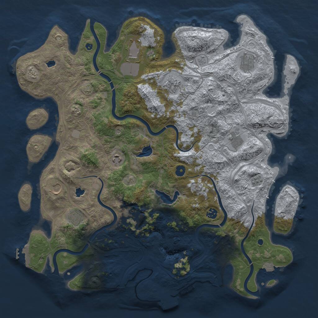 Rust Map: Procedural Map, Size: 4500, Seed: 713012058, 16 Monuments