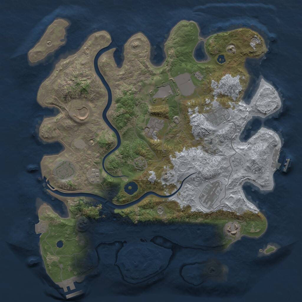 Rust Map: Procedural Map, Size: 3500, Seed: 651464, 14 Monuments