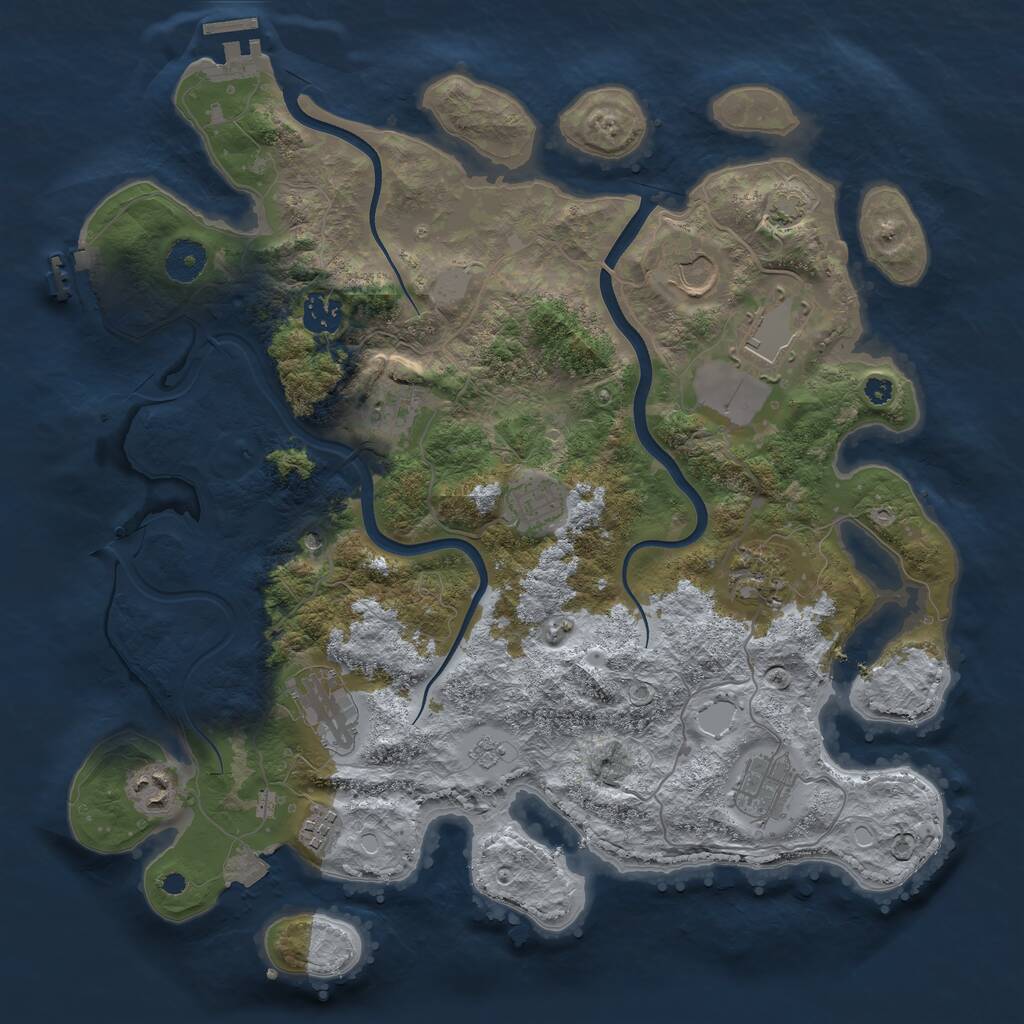 Rust Map: Procedural Map, Size: 3750, Seed: 1592659338, 16 Monuments