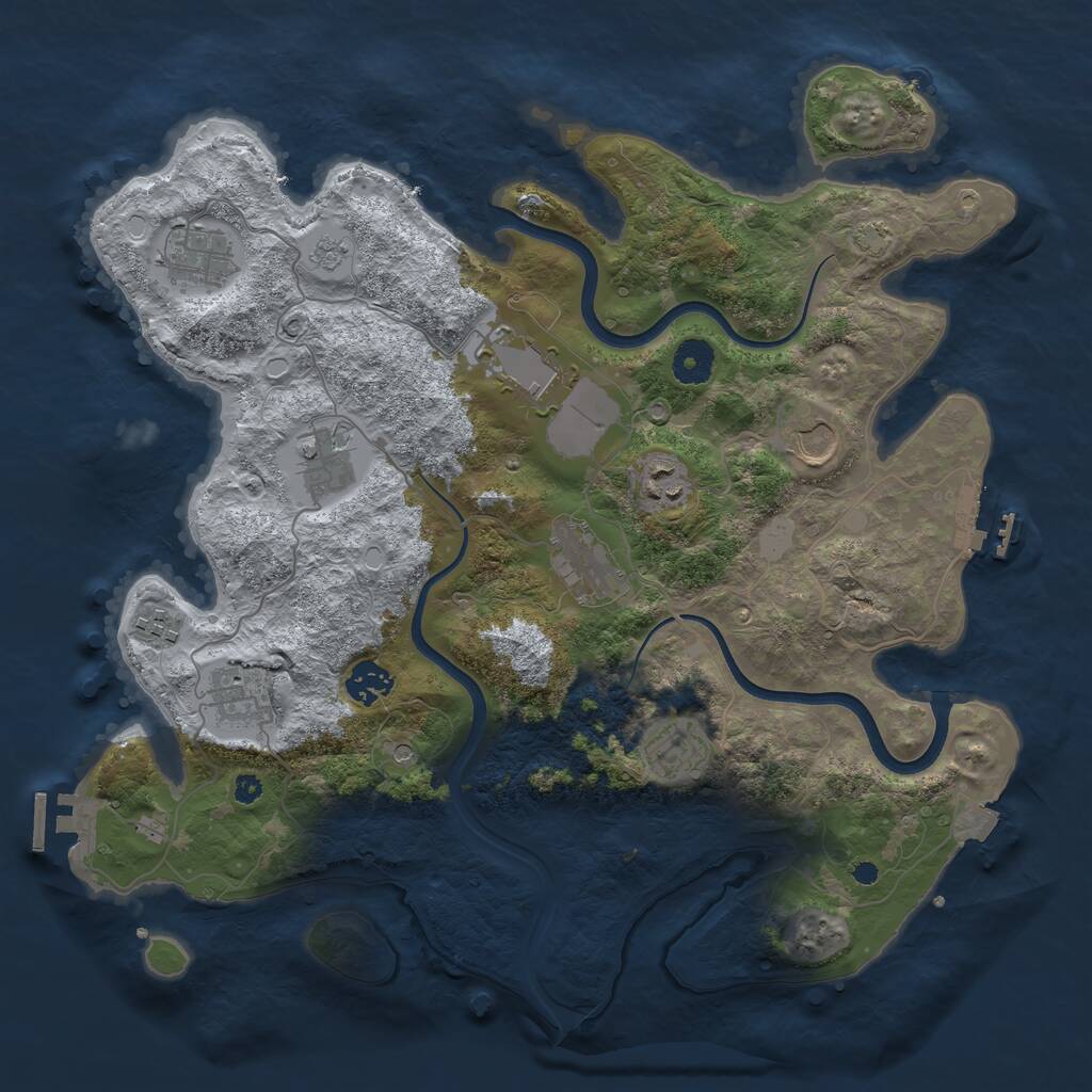 Rust Map: Procedural Map, Size: 3750, Seed: 1049224652, 16 Monuments