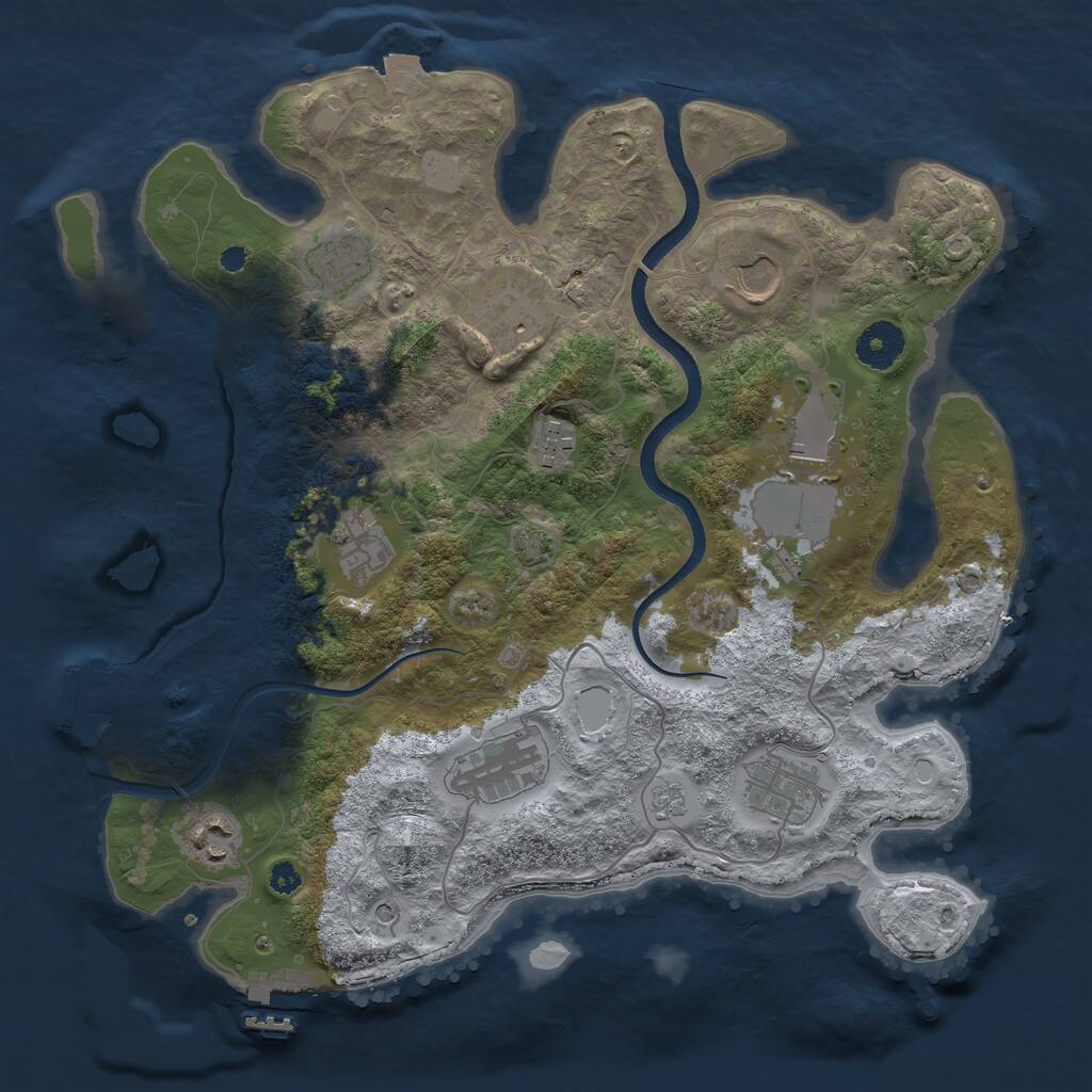 Rust Map: Procedural Map, Size: 3500, Seed: 463557197, 15 Monuments