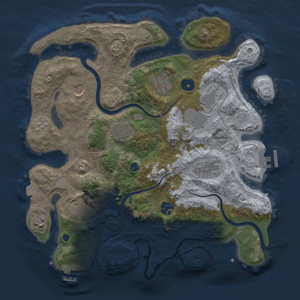 Rust Map: Procedural Map, Size: 3500, Seed: 1809471907, 15 Monuments
