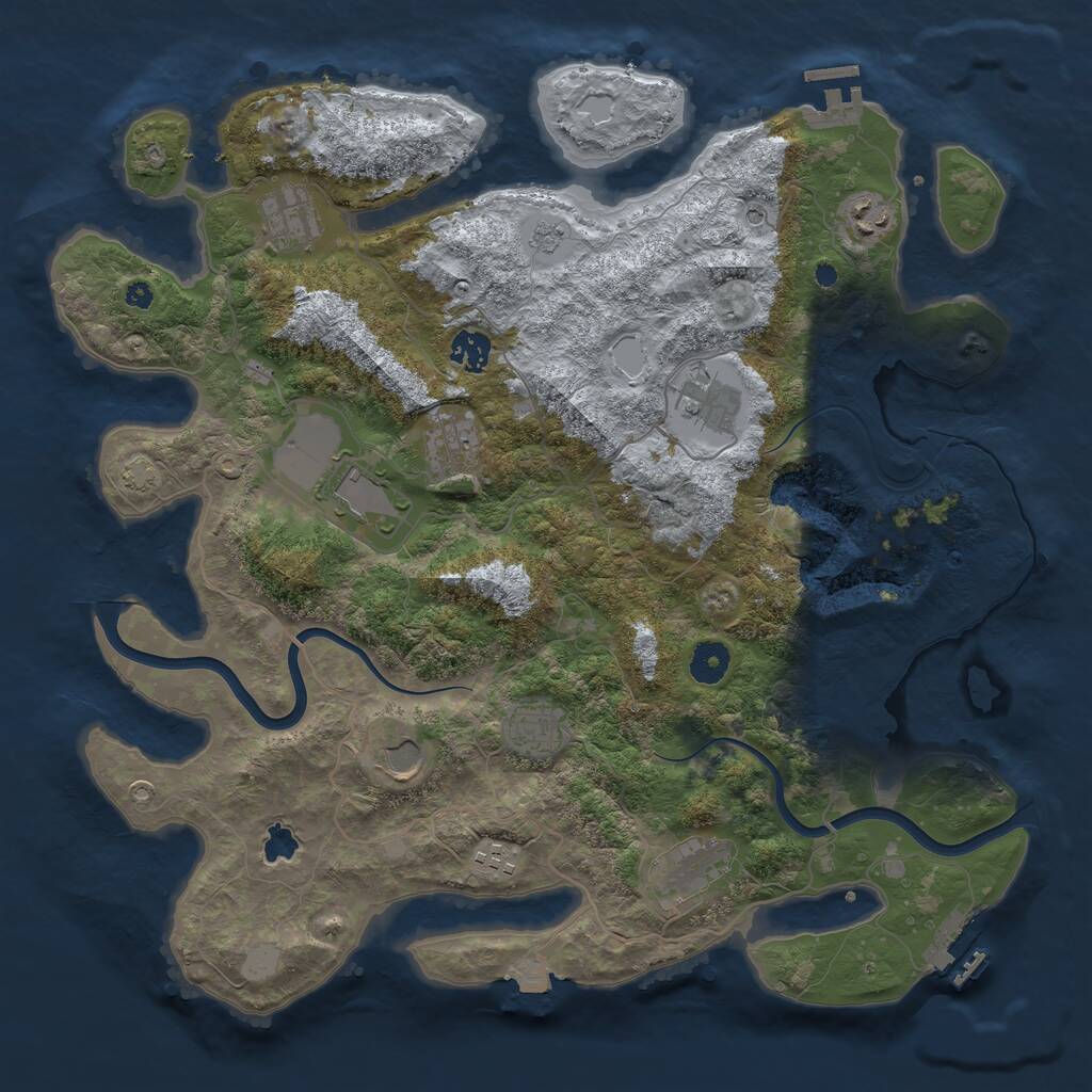 Rust Map: Procedural Map, Size: 4000, Seed: 428259703, 16 Monuments