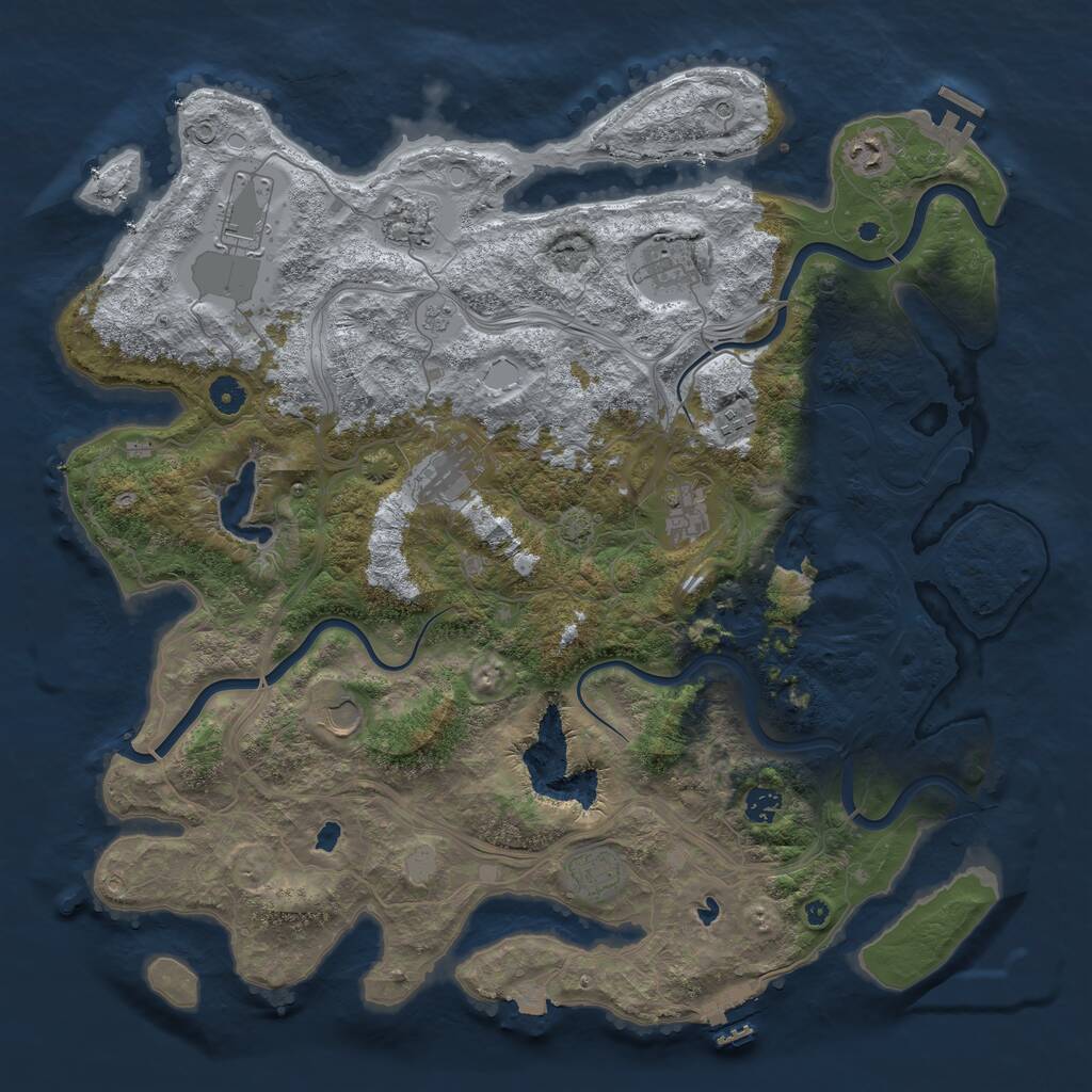 Rust Map: Procedural Map, Size: 4500, Seed: 673872902, 16 Monuments