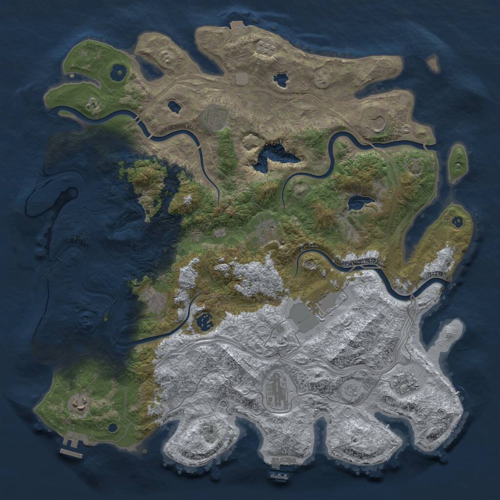 Rust Map: Procedural Map, Size: 4500, Seed: 823713598, 16 Monuments