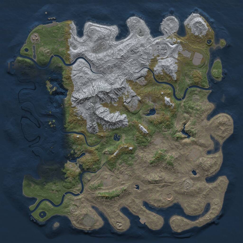 Rust Map: Procedural Map, Size: 5168, Seed: 104466815, 17 Monuments