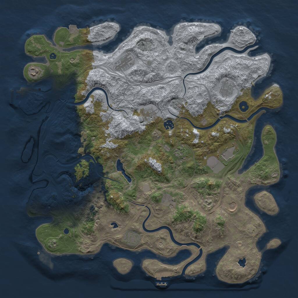 Rust Map: Procedural Map, Size: 4500, Seed: 1046542940, 17 Monuments