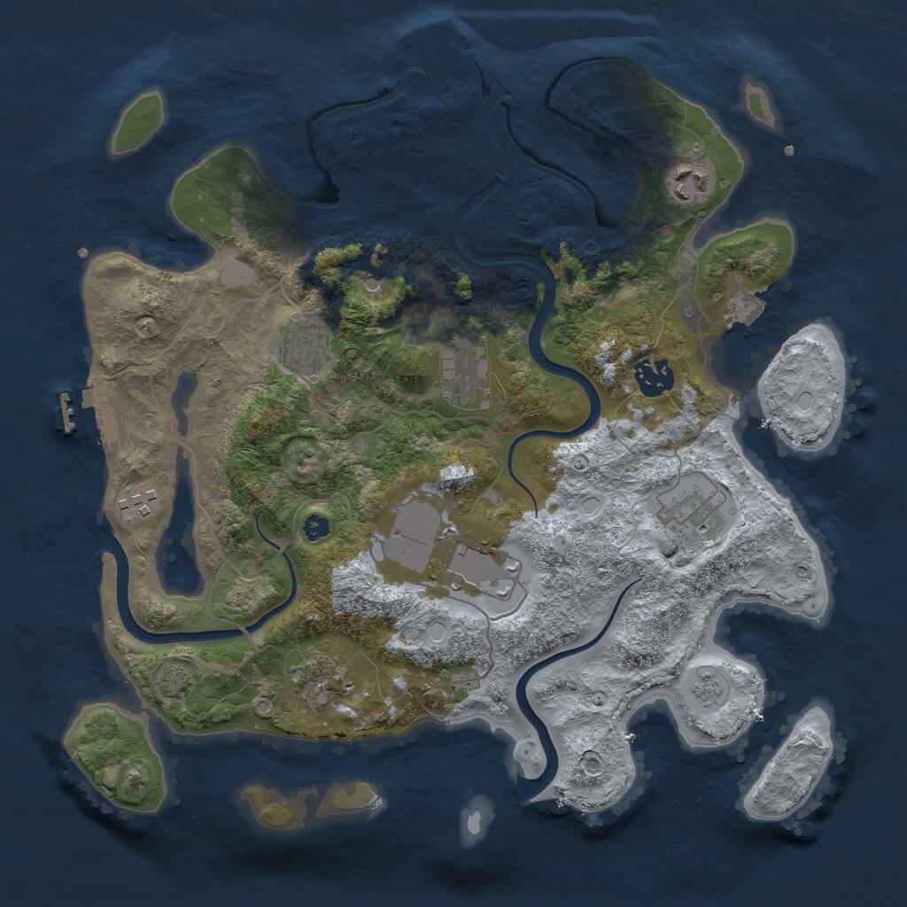 Rust Map: Procedural Map, Size: 3500, Seed: 1210524549, 14 Monuments