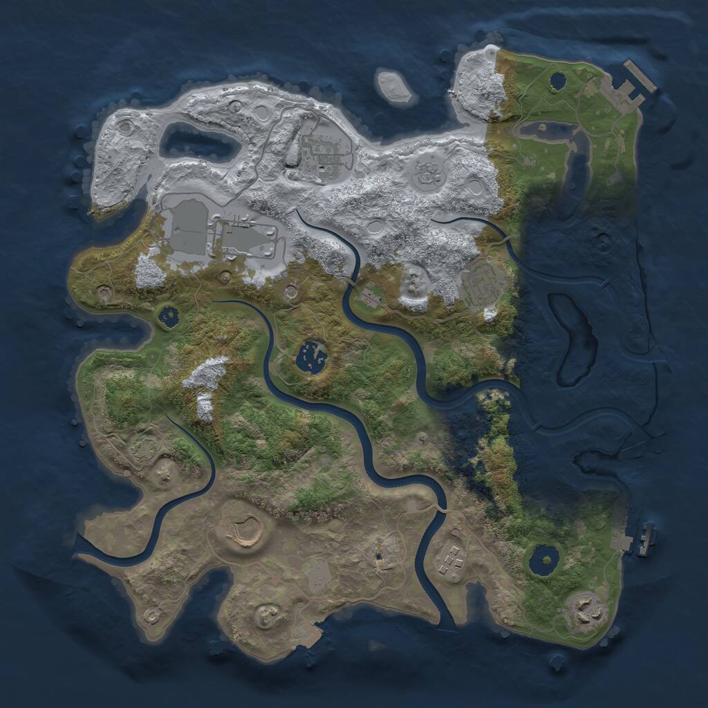 Rust Map: Procedural Map, Size: 3500, Seed: 626386543, 13 Monuments