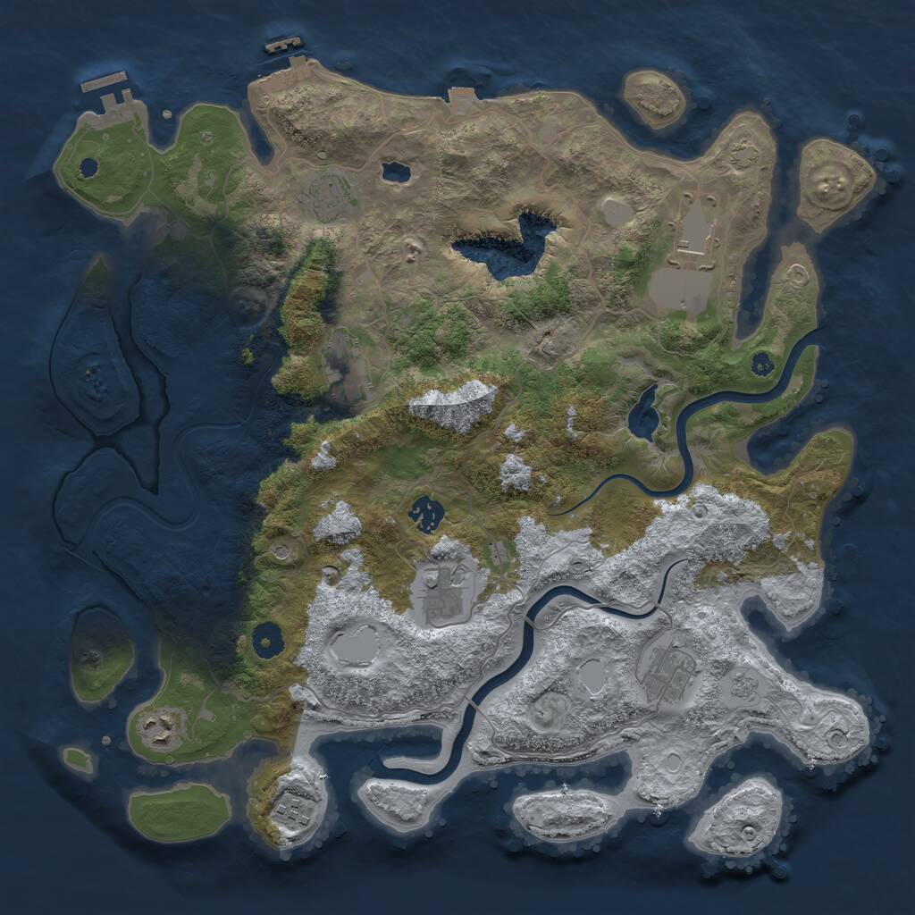 Rust Map: Procedural Map, Size: 4000, Seed: 1861651936, 14 Monuments