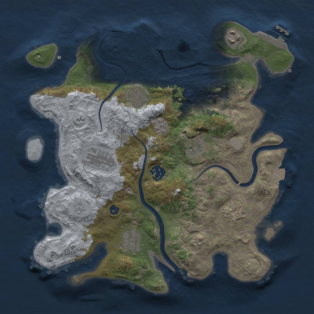 Rust Map: Procedural Map, Size: 3200, Seed: 32121, 14 Monuments