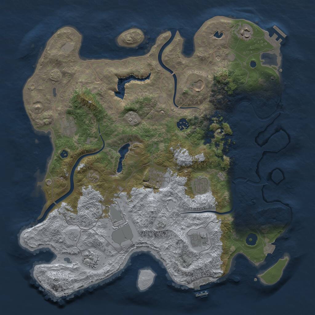 Rust Map: Procedural Map, Size: 4000, Seed: 1327589914, 16 Monuments