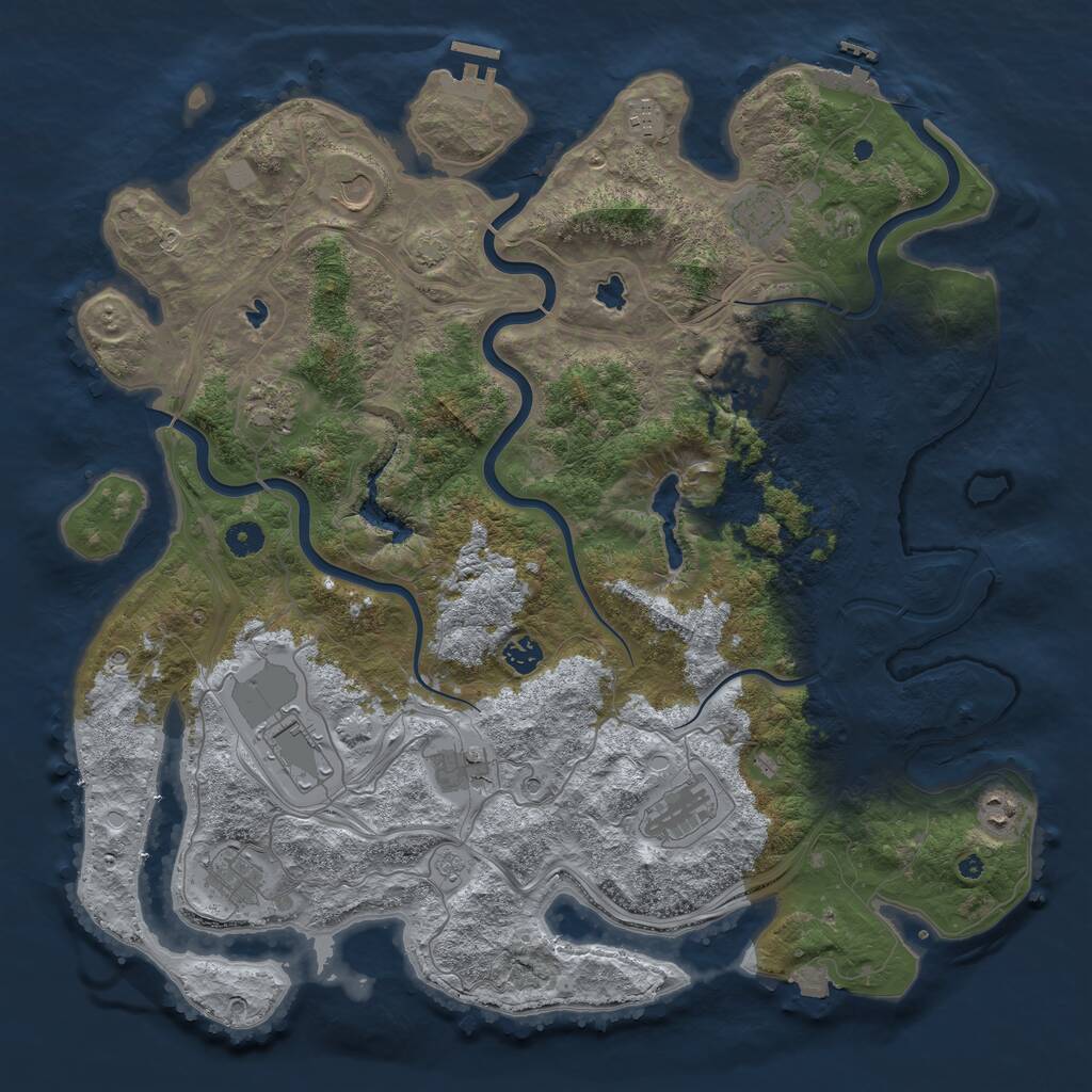 Rust Map: Procedural Map, Size: 4500, Seed: 440427015, 17 Monuments