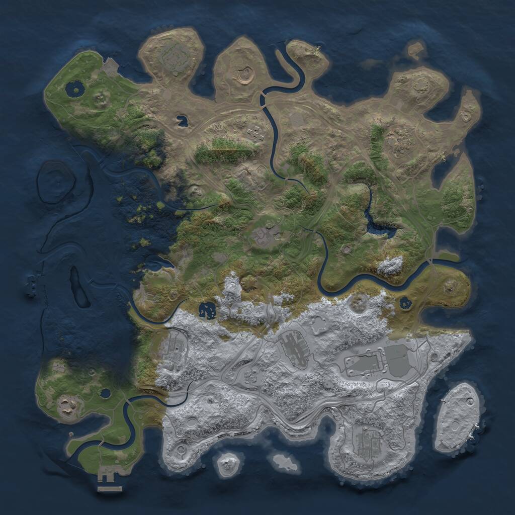Rust Map: Procedural Map, Size: 4250, Seed: 1935991397, 17 Monuments