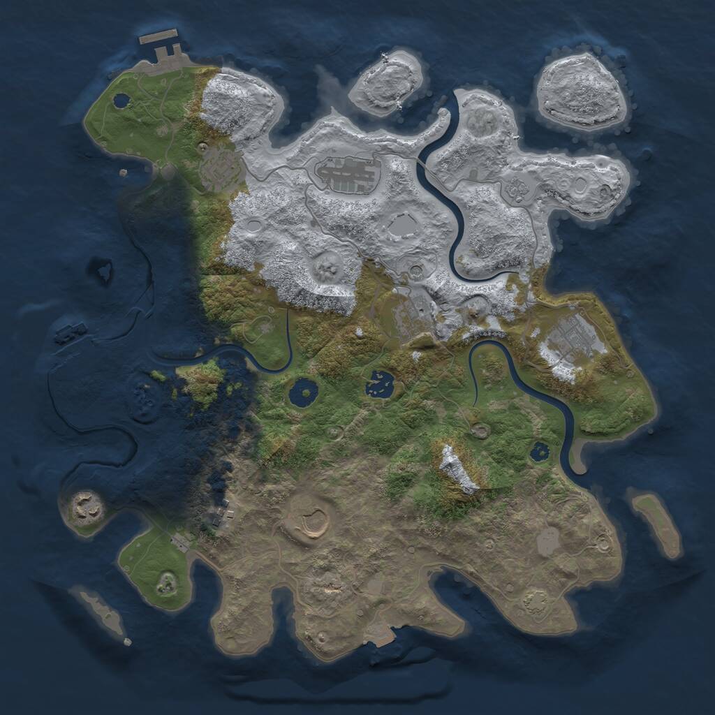 Rust Map: Procedural Map, Size: 3750, Seed: 1088035421, 14 Monuments