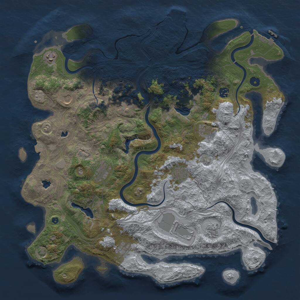 Rust Map: Procedural Map, Size: 4500, Seed: 694681986, 17 Monuments