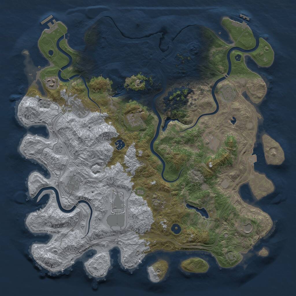 Rust Map: Procedural Map, Size: 4500, Seed: 1992087232, 17 Monuments