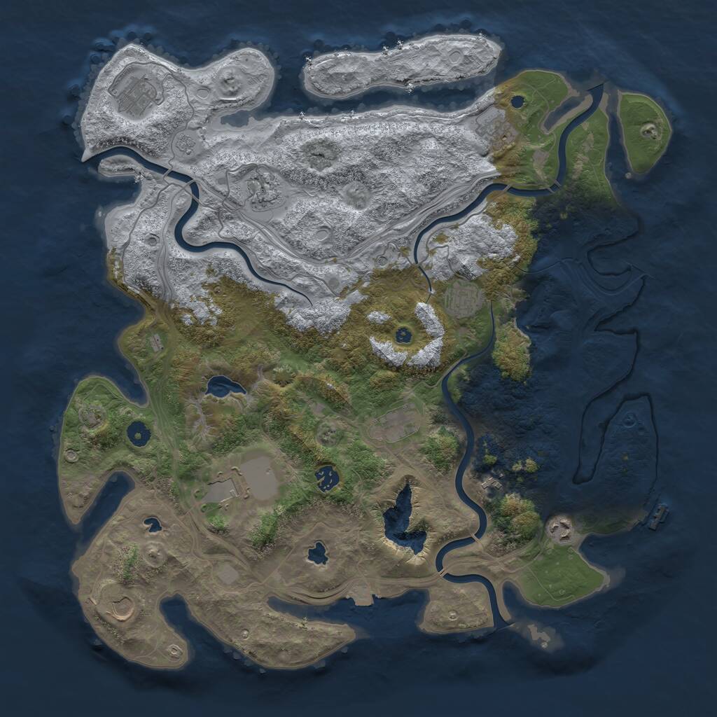 Rust Map: Procedural Map, Size: 4500, Seed: 1010001, 15 Monuments