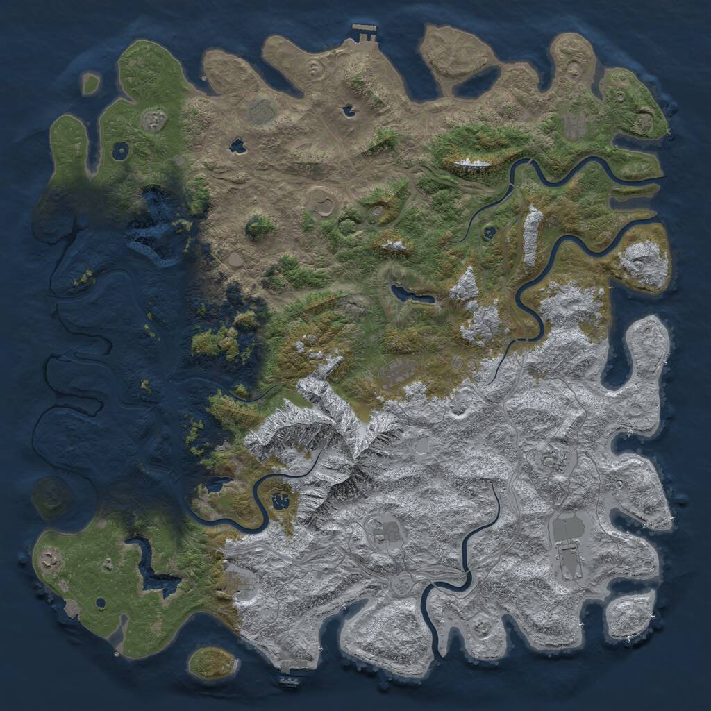Rust Map: Procedural Map, Size: 6000, Seed: 1357709142, 17 Monuments