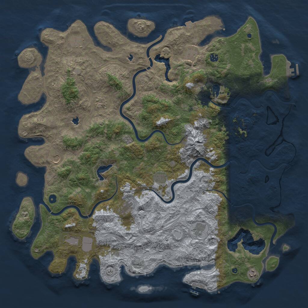 Rust Map: Procedural Map, Size: 5500, Seed: 826321618, 17 Monuments