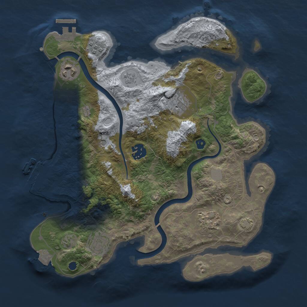 Rust Map: Procedural Map, Size: 3050, Seed: 1854789176, 12 Monuments