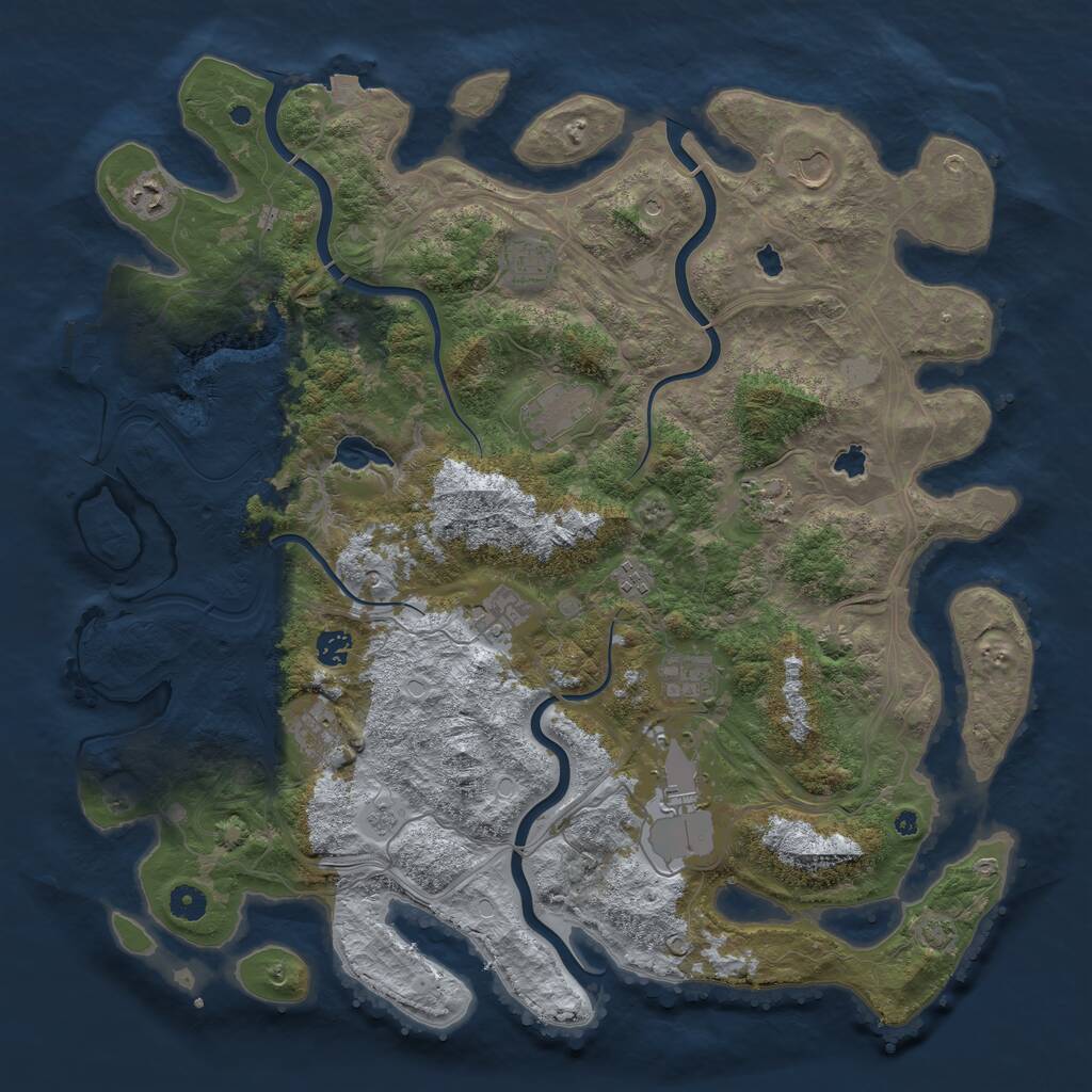 Rust Map: Procedural Map, Size: 4500, Seed: 40961, 16 Monuments